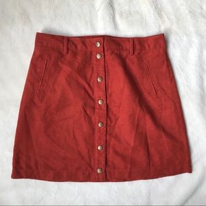 Suede Button Up Mini Skirt